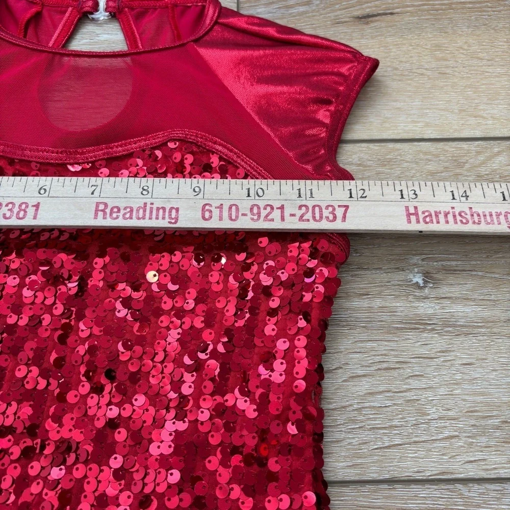 Weissman A Different Beat 10178 Sz MC Showtime Dance Costume Skating Red Fringe